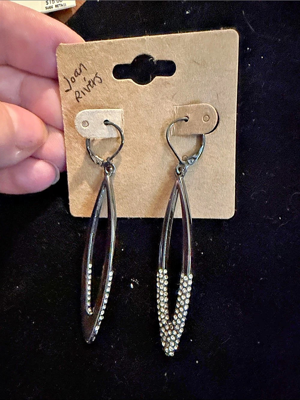 Joan Rivers Silver Rhinestone Drop Earrings